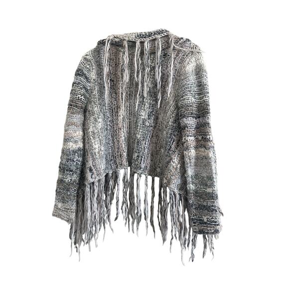 Free People Gray Fringe Knit Cardigan Sweater Size Small - Picture 1 of 3